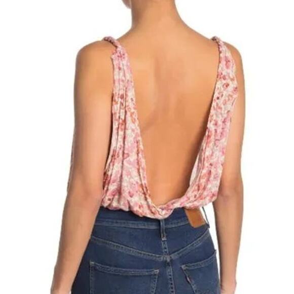 Free People Siren Song Bodysuit in Ivory Pink Floral Combo NWT - Picture 5 of 11